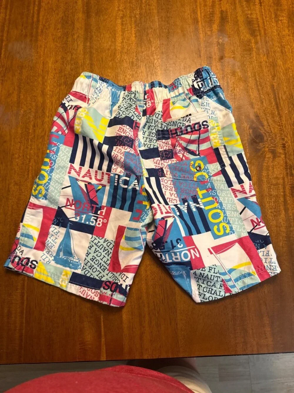 Nautica Boys Swim Shorts Multicolor Patchwork Print Size 8 Polyester Made In Chi